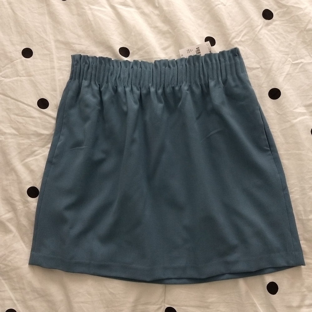 J Crew Wool Sidewalk City Skirt in slate blue NWT